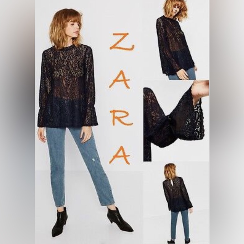 Zara Lace long sleeve blouse